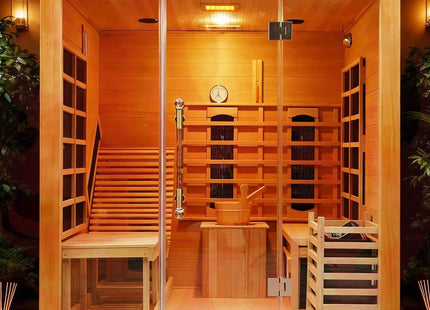 Rövia Oasis 3-Person Indoor Hybrid Sauna Room With Built-In Lounge Chair (SAK35182) - Phoenix Fire Art Store