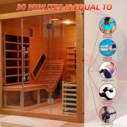 Rövia Oasis 3-Person Indoor Hybrid Sauna Room With Built-In Lounge Chair (SAK35182) - Phoenix Fire Art Store