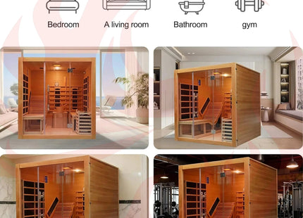 Rövia Oasis 3-Person Indoor Hybrid Sauna Room With Built-In Lounge Chair (SAK35182) - Phoenix Fire Art Store