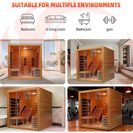 Rövia Oasis 3-Person Indoor Hybrid Sauna Room With Built-In Lounge Chair (SAK35182) - Phoenix Fire Art Store