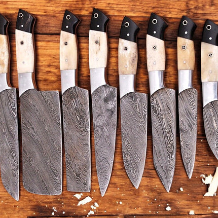 Premium Damascus Kitchen Knives Set – Handmade & Sharp