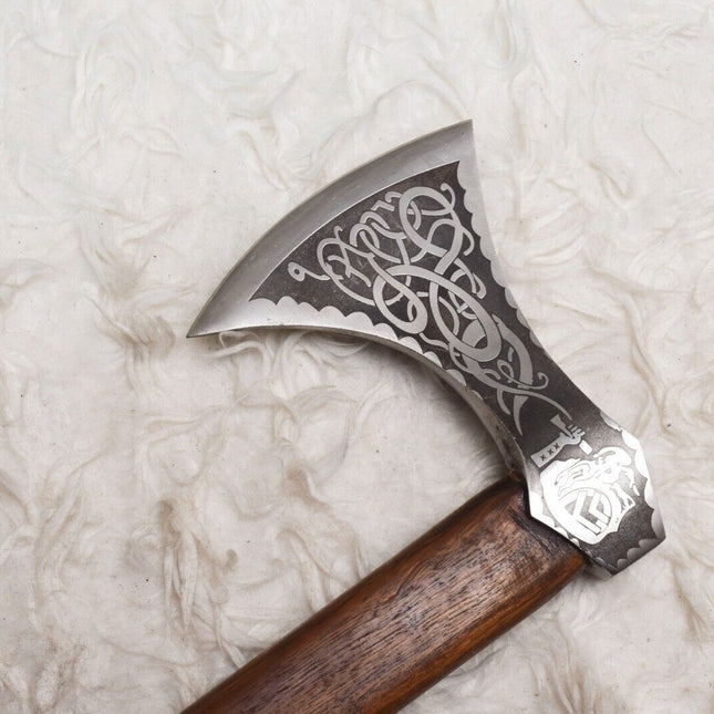 Tomahawk Axe with Custom Handmade Forged 1095 Steel Blade and Rosewood Handle – Warrior’s Strike