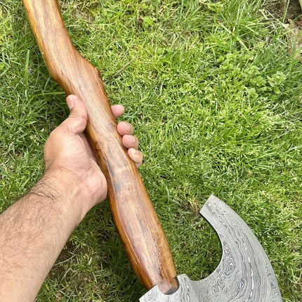 Handcrafted Damascus Steel Tomahawk Axe – "The Viking's Edge"