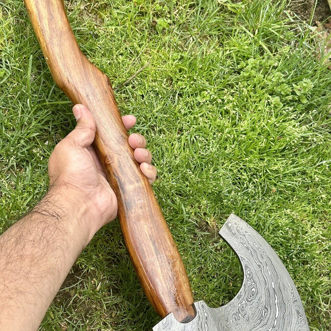Handcrafted Damascus Steel Tomahawk Axe – "The Viking's Edge"