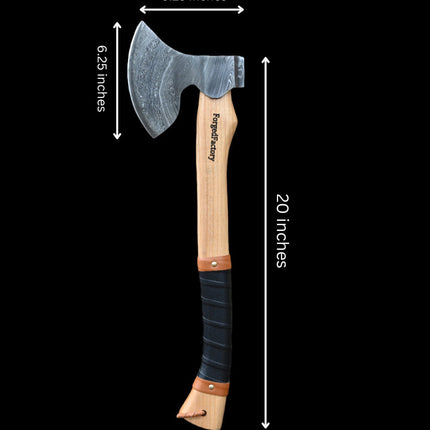 Custom Handmade Viking Axe with Forged 1095 Steel Blade and Ash Wood Leather-Wrapped Handle – KBS Knives Store