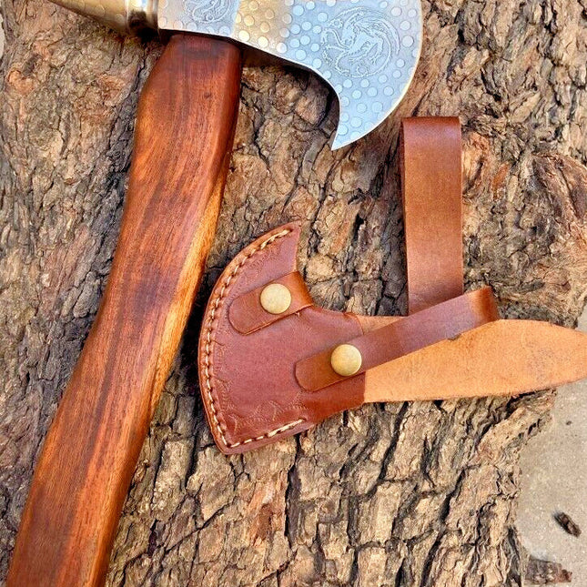Tomahawk Axe with Custom Handmade Forged 1095 Steel Blade and Rosewood Handle – Redwood Warrior