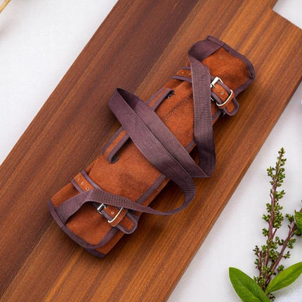 Premium Damascus Knife Set with Leather Roll