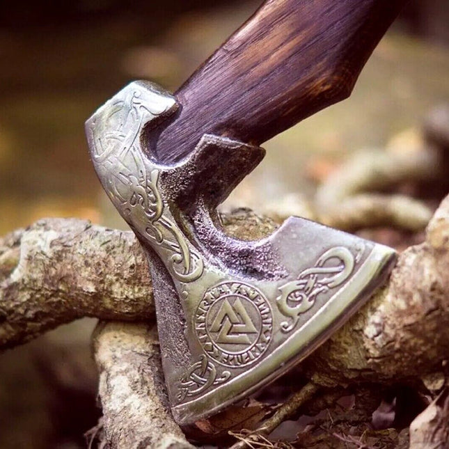 Native American Tomahawk with Custom Handmade Forged Engraved 1095 Steel Blade and Rosewood Handle – Warrior’s Edge