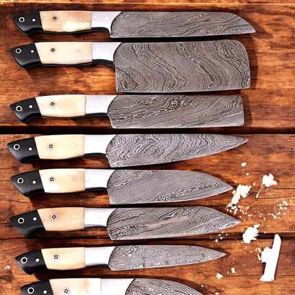 Premium Damascus Kitchen Knives Set – Handmade & Sharp