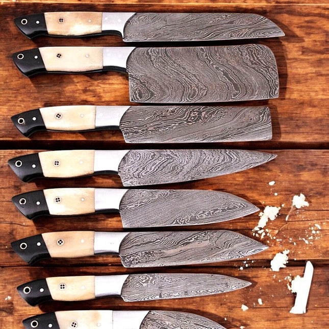 Premium Damascus Kitchen Knives Set – Handmade & Sharp