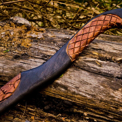 Handcrafted Battle Axe with Engraved 1095 Steel Blade and Hand Engraved Rosewood Handle – KBS Knives Store