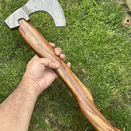 Handcrafted Damascus Steel Tomahawk Axe – "The Viking's Edge"