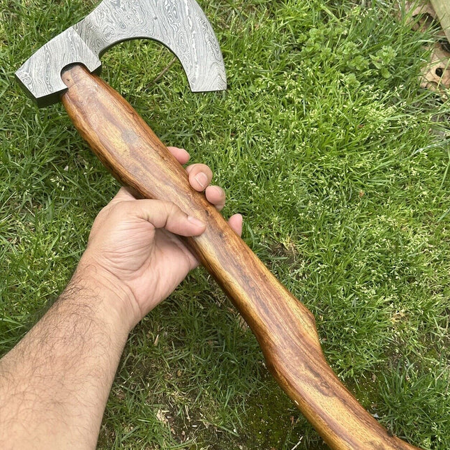 Handcrafted Damascus Steel Tomahawk Axe – "The Viking's Edge"