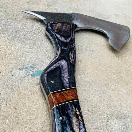 Precision Throwing Tomahawk with Custom Handmade Forged 1095 Steel Blade and Exotic Rosewood Handle – Strike Master