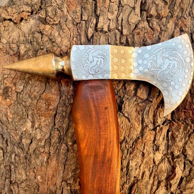 Tomahawk Axe with Custom Handmade Forged 1095 Steel Blade and Rosewood Handle – Redwood Warrior
