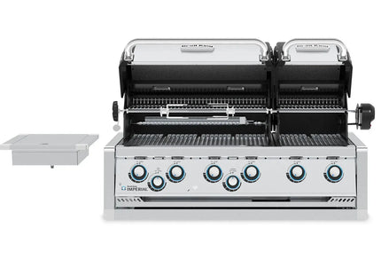 Broil King 118 x 70-Inch Outdoor Kitchen Island with Imperial S 690i 6-Burner Gas Grill, Rotisserie, Side Burner & Refrigerator - Phoenix Fire Art Store