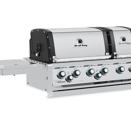 Broil King 11-Foot Outdoor Kitchen Island with Imperial S 690i 6-Burner Gas Grill, Rotisserie, Side Burner & Refrigerator (Right Orientation)