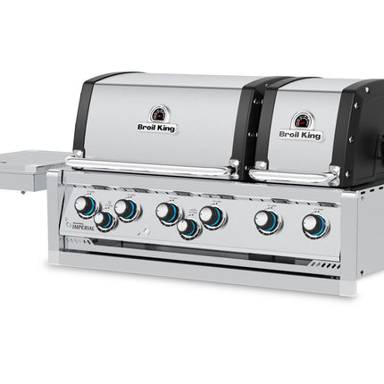 Broil King 11-Foot Outdoor Kitchen Island with Imperial S 690i 6-Burner Gas Grill, Rotisserie, Side Burner & Refrigerator (Right Orientation)