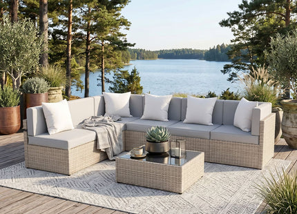 Pamapic Rattan Outdoor Sectional Couch Set  (7 Pieces) Pamapic
