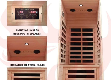 Thermora Premium 1-Person Indoor Low EMF FAR Infrared Heat Hemlock Wood Personal Home Spa Sauna, 1200W (SAK27463) - Phoenix Fire Art Store