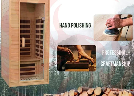 Thermora Premium 1-Person Indoor Low EMF FAR Infrared Heat Hemlock Wood Personal Home Spa Sauna, 1200W (SAK27463) - Phoenix Fire Art Store