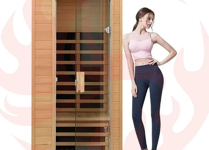 Thermora Premium 1-Person Indoor Low EMF FAR Infrared Heat Hemlock Wood Personal Home Spa Sauna, 1200W (SAK27463) - Phoenix Fire Art Store