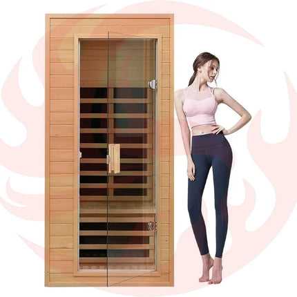 Thermora Premium 1-Person Indoor Low EMF FAR Infrared Heat Hemlock Wood Personal Home Spa Sauna, 1200W (SAK27463) - Phoenix Fire Art Store