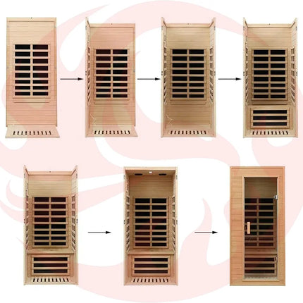 Thermora Premium 1-Person Indoor Low EMF FAR Infrared Heat Hemlock Wood Personal Home Spa Sauna, 1200W (SAK27463) - Phoenix Fire Art Store