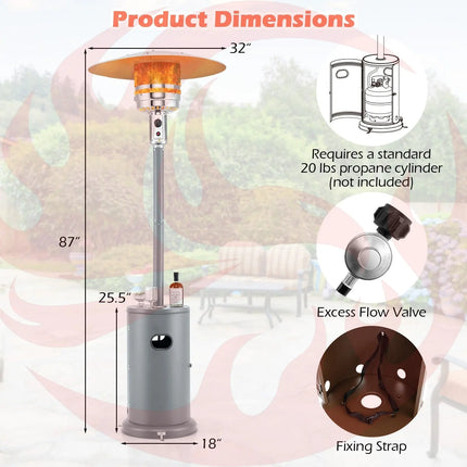 50000 BTU Propane Patio Heater with Round Table Design-Brown - Phoenix Fire Art Store