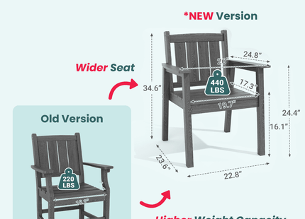 Pamapic HDPE Outdoor Dining Table and Chairs with Umbrella Hole Pamapic