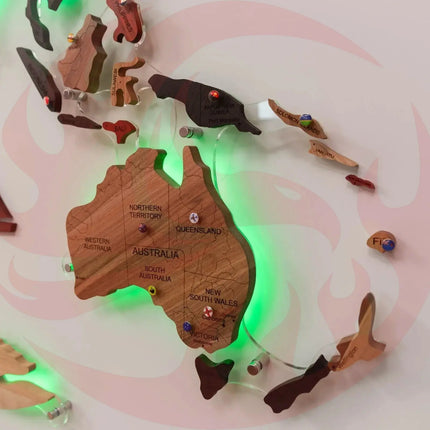 Wooden World Map Wall Art - 3D Solid Wood Decor