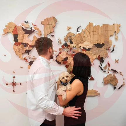 Wooden World Map Wall Art - 3D Solid Wood Decor