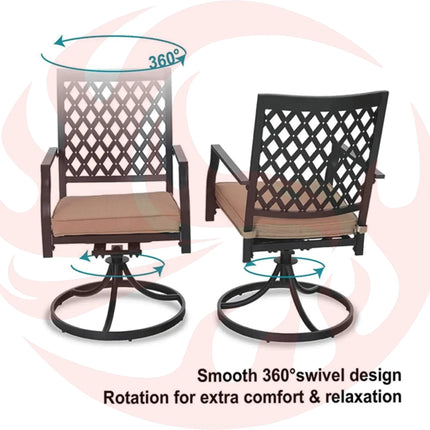 Sophia & William Outdoor Gas Fire Pit Table Set W/ Cushioned Swivel Dining Chairs, 5PCS (SAK63872) - Phoenix Fire Art Store