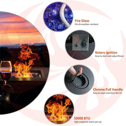 Sophia & William Outdoor Gas Fire Pit Table Set W/ Cushioned Swivel Dining Chairs, 5PCS (SAK63872) - Phoenix Fire Art Store
