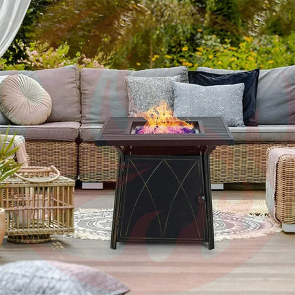 Sophia & William Outdoor Gas Fire Pit Table Set W/ Cushioned Swivel Dining Chairs, 5PCS (SAK63872) - Phoenix Fire Art Store