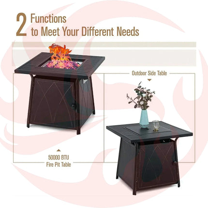 Sophia & William Outdoor Gas Fire Pit Table Set W/ Cushioned Swivel Dining Chairs, 5PCS (SAK63872) - Phoenix Fire Art Store