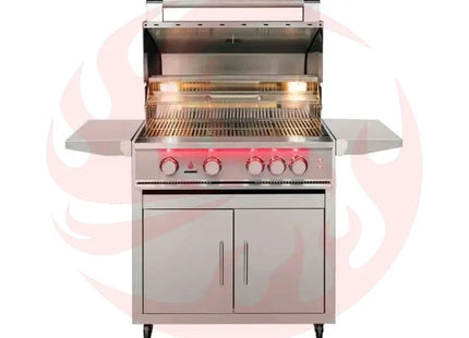 TrueFlame 32-Inch 4-Burner Freestanding Gas Grill with Rear Infrared Burner and Grill Lights Designing Backyards