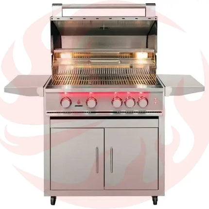 TrueFlame 32-Inch 4-Burner Freestanding Gas Grill with Rear Infrared Burner and Grill Lights Designing Backyards