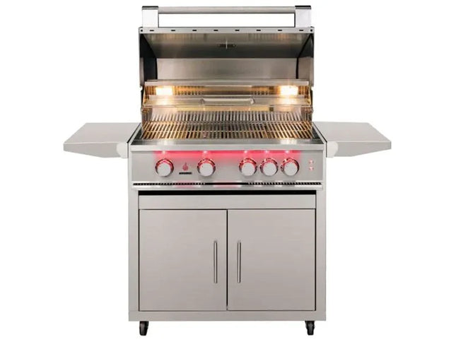 TrueFlame 32-Inch 4-Burner Freestanding Gas Grill with Rear Infrared Burner and Grill Lights
