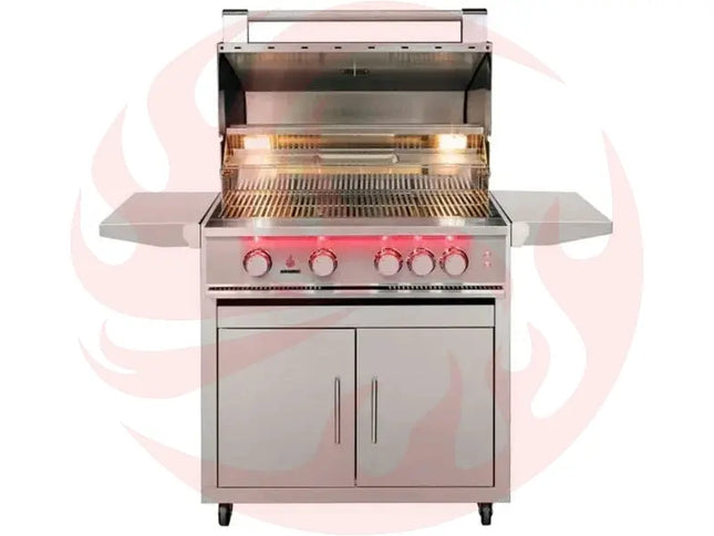 TrueFlame 32-Inch 4-Burner Freestanding Gas Grill with Rear Infrared Burner and Grill Lights Designing Backyards