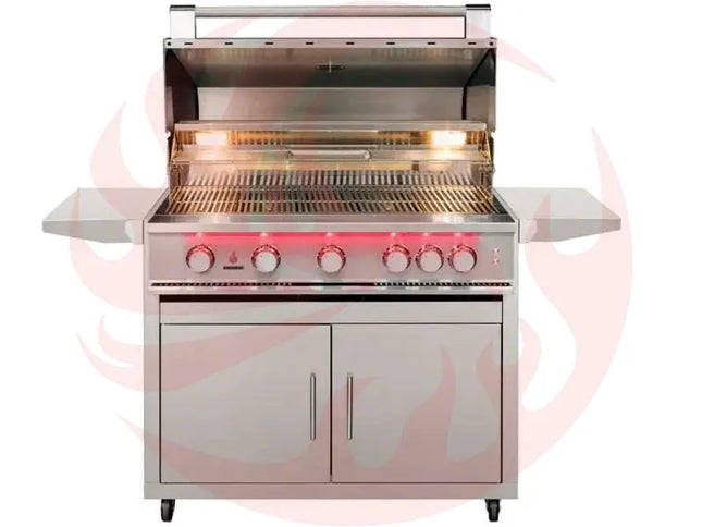 TrueFlame 40-Inch 5-Burner Freestanding Gas Grill with Rear Infrared Burner and Grill Lights Designing Backyards