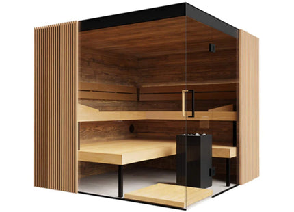 ThermaSol Aalto 4-Person Indoor Semi Panoramic Glass Sauna Cabin [Made-To-Order] [14-AALTODL\R] (SAK13285) SAKSBY WHOLESALE
