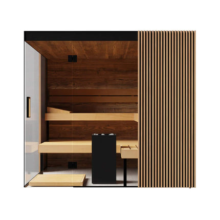 ThermaSol Aalto 4-Person Indoor Semi Panoramic Glass Sauna Cabin [Made-To-Order] [14-AALTODL\R] (SAK13285) SAKSBY WHOLESALE
