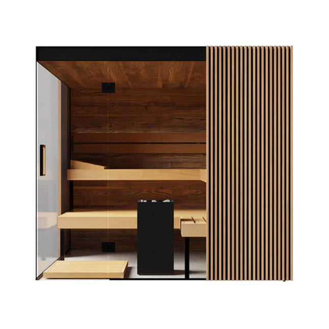 ThermaSol Aalto 4-Person Indoor Semi Panoramic Glass Sauna Cabin [Made-To-Order] [14-AALTODL\R] (SAK13285) SAKSBY WHOLESALE