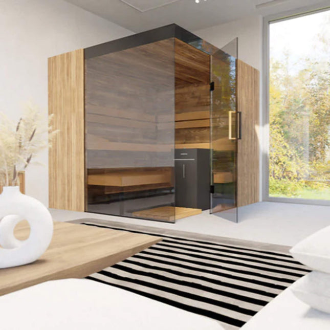 ThermaSol Aalto 4-Person Indoor Semi Panoramic Glass Sauna Cabin [Made-To-Order] [14-AALTODL\R] (SAK13285) SAKSBY WHOLESALE
