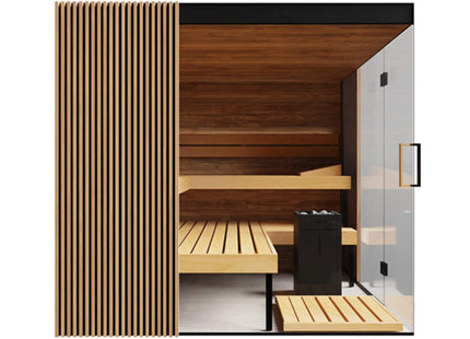 ThermaSol Aalto 4-Person Indoor Semi Panoramic Glass Sauna Cabin [Made-To-Order] [14-AALTODL\R] (SAK13285) SAKSBY WHOLESALE