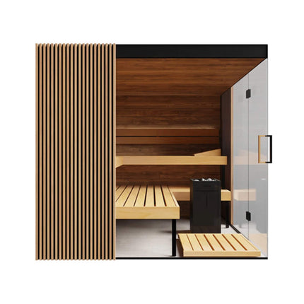 ThermaSol Aalto 4-Person Indoor Semi Panoramic Glass Sauna Cabin [Made-To-Order] [14-AALTODL\R] (SAK13285) SAKSBY WHOLESALE