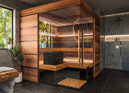 ThermaSol Astra 4-Person Indoor Semi Panoramic Glass Sauna Cabin [Made-To-Order] [14-ASTRADL\R] (SAK90471) SAKSBY WHOLESALE