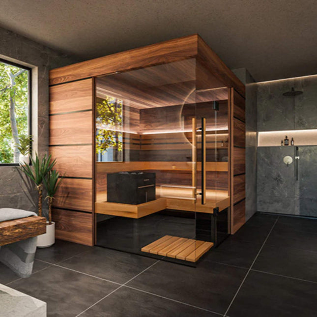 ThermaSol Astra 4-Person Indoor Semi Panoramic Glass Sauna Cabin [Made-To-Order] [14-ASTRADL\R] (SAK90471) SAKSBY WHOLESALE