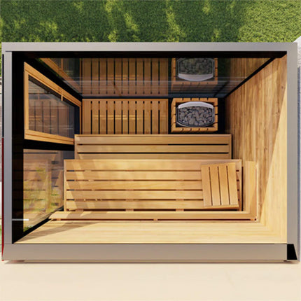 ThermaSol Vera 3-Person Fully-Assembled Outdoor Sauna Cabin [Made-To-Order] [14-VERADL/R] (SAK30752) SAKSBY WHOLESALE